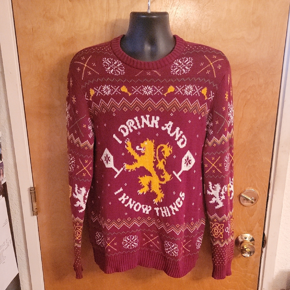 Game of Thrones "I Drink And I Know Things" Christmas Ugly Sweater Sz Large